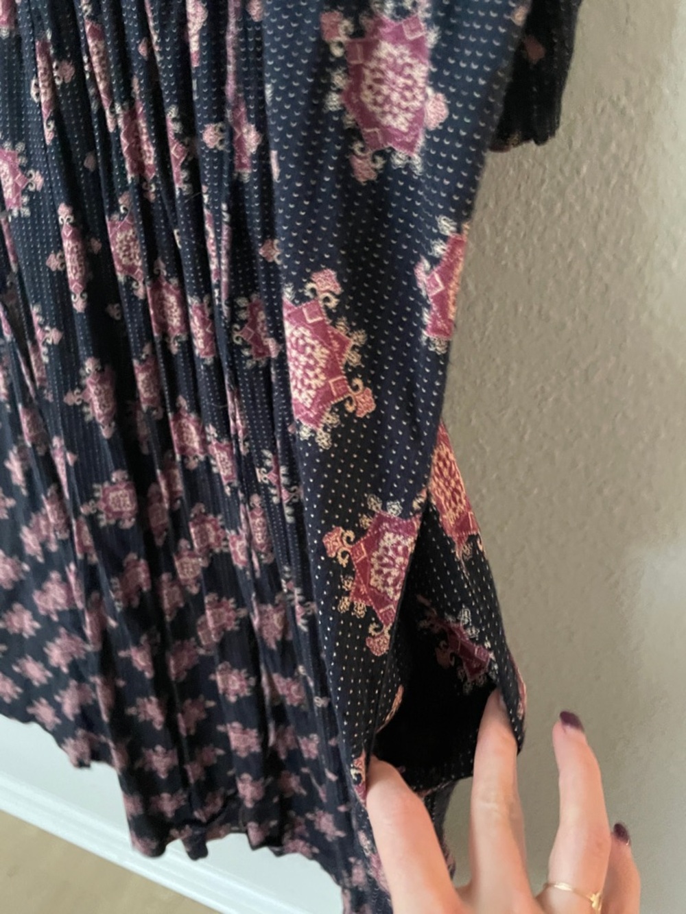 Free People Oasis Maxi Dress Oversized Midi Dress with Pink Floral Print Large - Picture 8 of 10